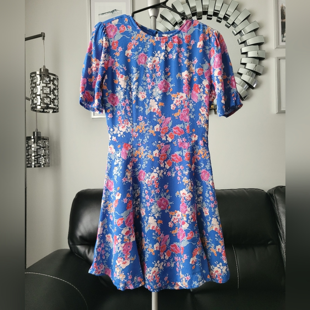 Tularosa Blue and Pink Floral Mini Dress Size Small